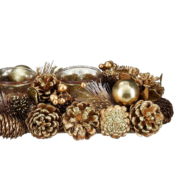 Χριστουγεννιάτικο Κηροπήγιο Για Ρεσώ 4 Θέσεων (54x16.5x10) Edelman Eton Gold 1180504