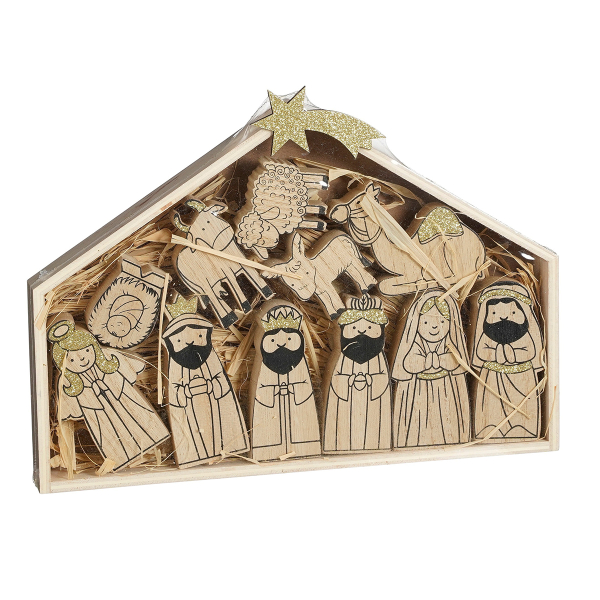 Φάτνη Ξύλινη Με 11 Φιγούρες (30x3.5x22) Edelman 1182172