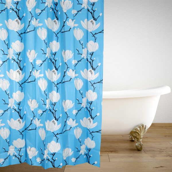 Κουρτίνα Μπάνιου Πλαστική (180x180) Με Κρίκους San Lorentzo White Lilies