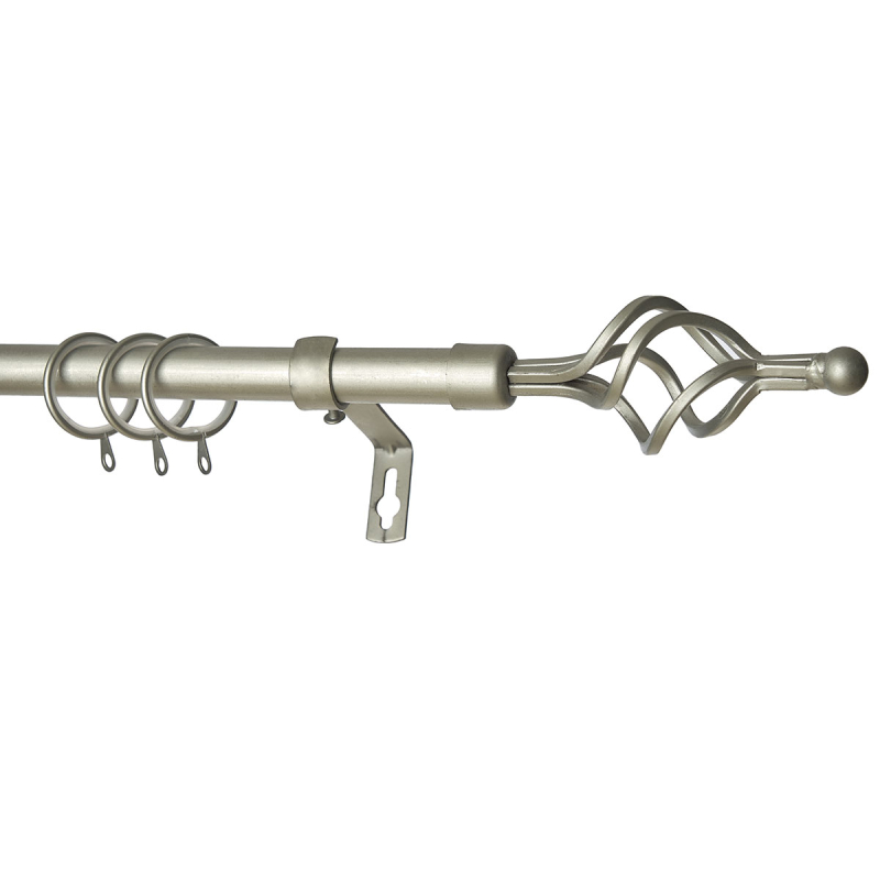 Κουρτινόξυλο Φ19mm Μονό Επεκτεινόμενο 120-210cm Με Άκρα Grace Silver 597198