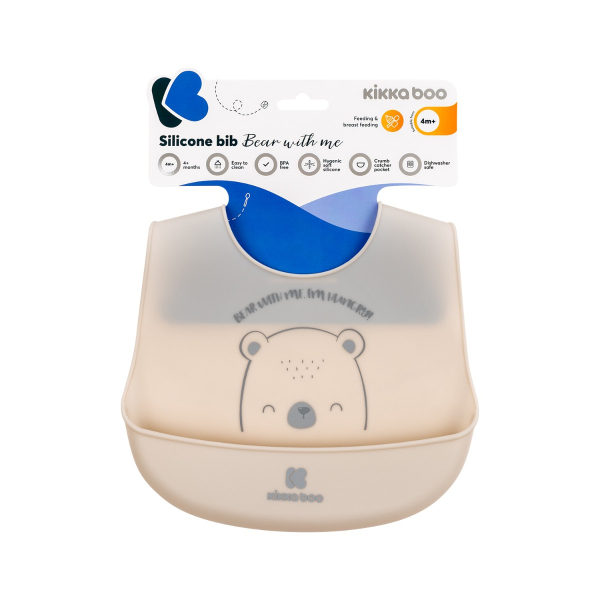 Σαλιάρα Σιλικόνης 4+ Μηνών (23x32) Kikka Boo Bear With Me Grey