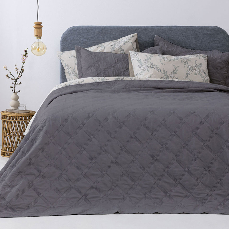 Κουβερλί Υπέρδιπλο (Σετ 220x240) Palamaiki Ifigenia Grey