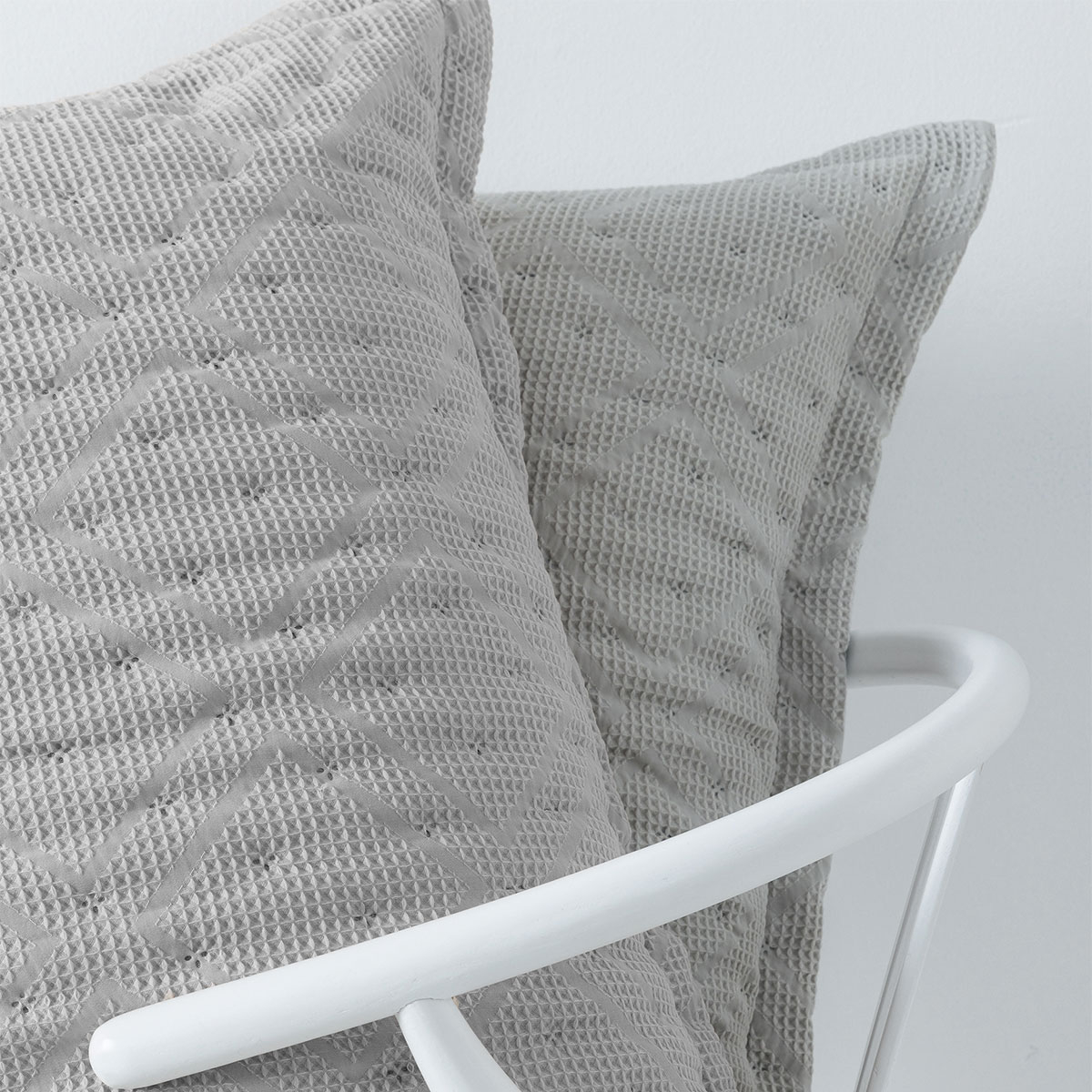 Ζεύγος Μαξιλαροθήκες Καπιτονέ (50X70) Palamaiki Alison Grey Home Λευκά Είδη Κρεβατοκάμαρας Ύπνου Spitishop