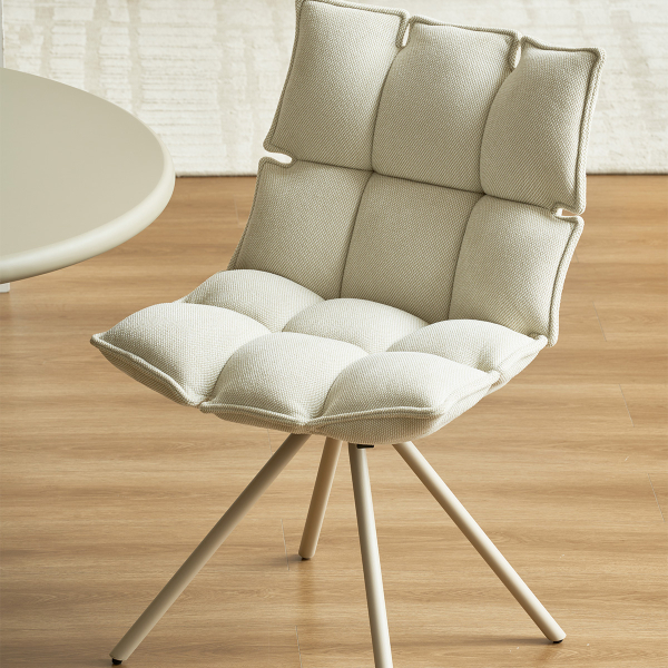 Περιστρεφόμενη Καρέκλα Τραπεζαρίας (57x67x86) Spitishop Puffy Beige