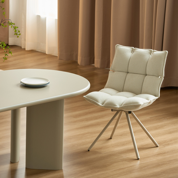 Περιστρεφόμενη Καρέκλα Τραπεζαρίας (57x67x86) Spitishop Puffy Beige