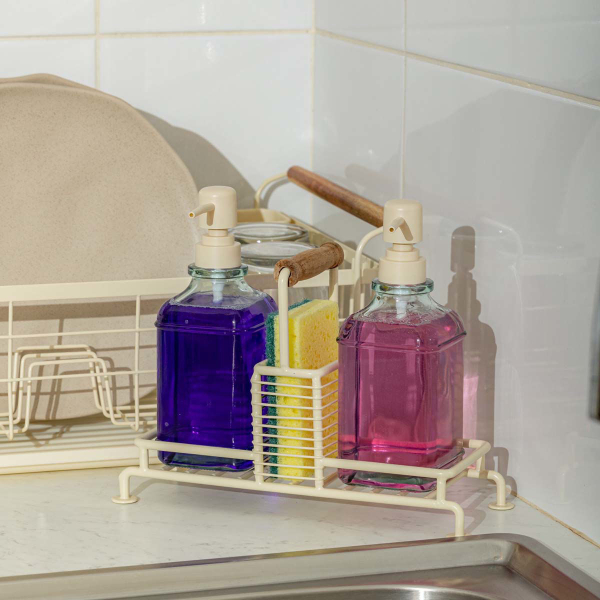 Δοχεία Υγρού Πιάτων Με Θήκη Για Σφουγγάρι & Βάση Estia Allure Ivory 01-26226