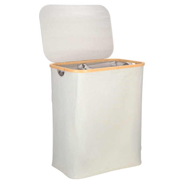 Καλάθι Απλύτων 2 Θέσεων (56x37x68) Estia Bamboo Essentials Γκρι 02-26974