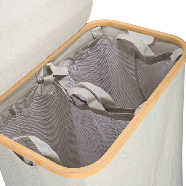 Καλάθι Απλύτων 2 Θέσεων (56x37x68) Estia Bamboo Essentials Γκρι 02-26974