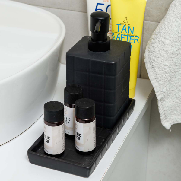 Dispenser Μπάνιου 450ml (7.5x7.5x15) Estia Tiles Μαύρο 02-27698