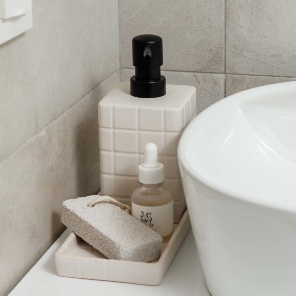 Dispenser Μπάνιου 450ml (7.5x7.5x15) Estia Tiles Λευκό 02-27728