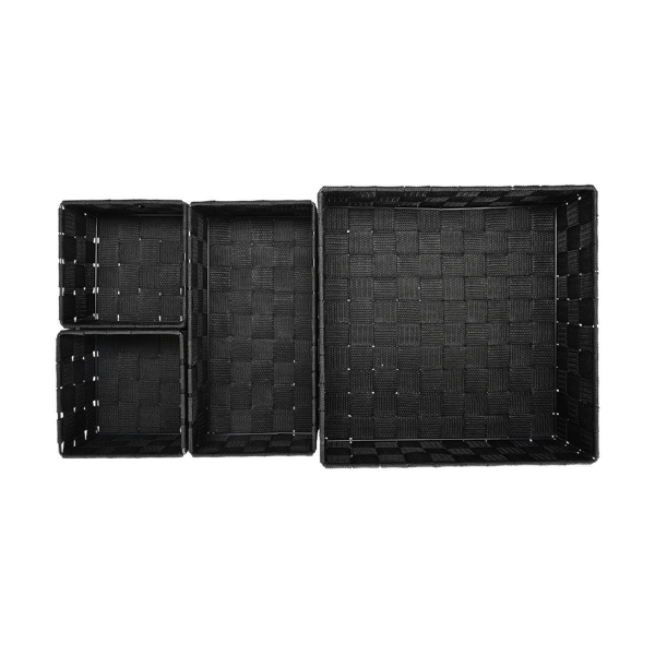 Καλάθια Αποθήκευσης (Σετ 4τμχ) Estia Μαύρο 02-28213