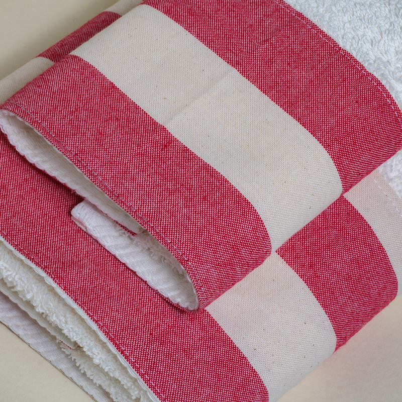 Πετσέτες Μπάνιου (Σετ 3τμχ) White Fabric Stripe Red White 600gsm