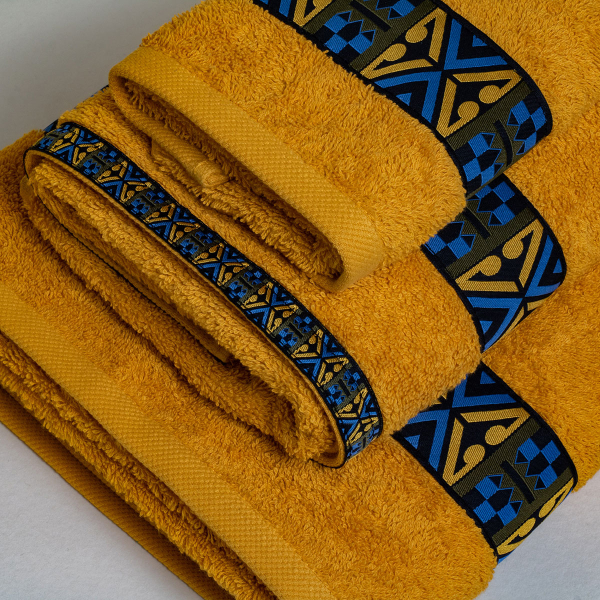 Πετσέτα Προσώπου (50x100) White Fabric Perrin Yellow 600gsm