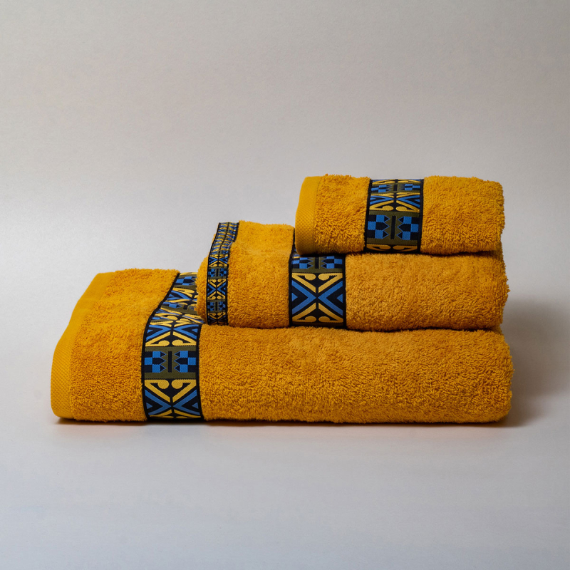 Πετσέτα Σώματος (80x150) White Fabric Perrin Yellow 600gsm