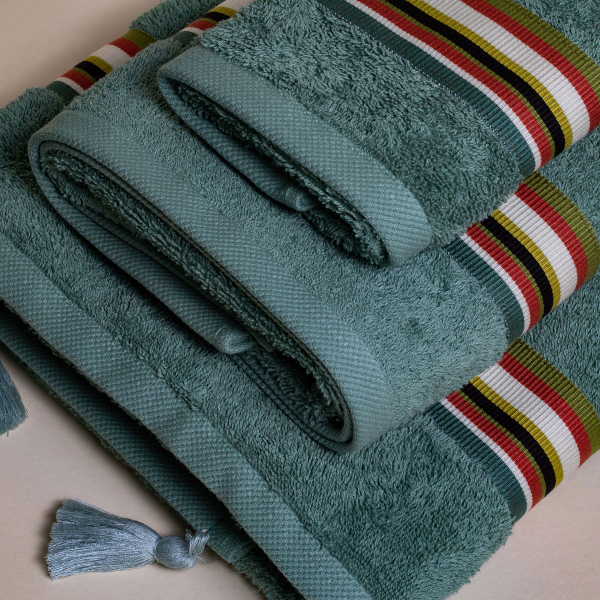 Πετσέτες Μπάνιου (Σετ 3τμχ) White Fabric Regla Green 600gsm