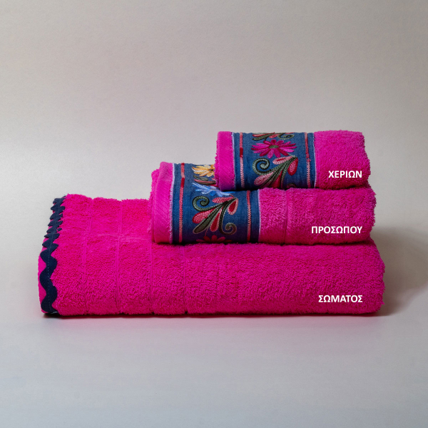 Πετσέτες Μπάνιου (Σετ 3τμχ) White Fabric Nadine Fuchsia 600gsm