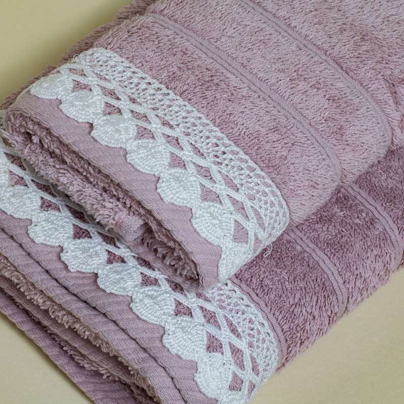 Πετσέτα Χεριών (30x50) White Fabric Karya Pink 600gsm