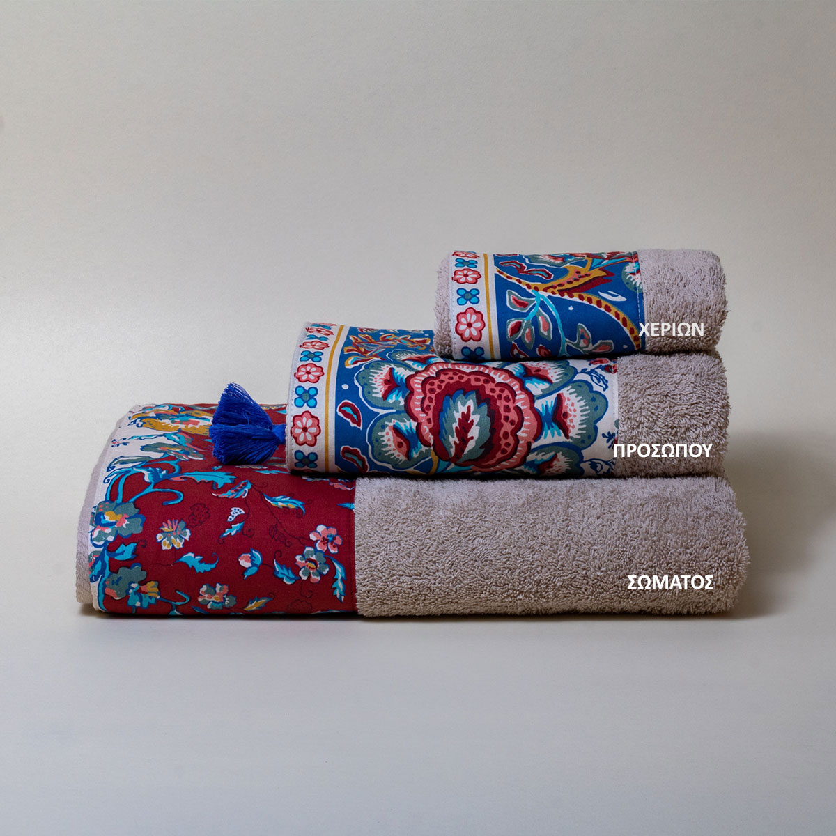 Πετσέτες Μπάνιου (Σετ 3τμχ) White Fabric Karpathos Beige 600gsm φωτογραφία