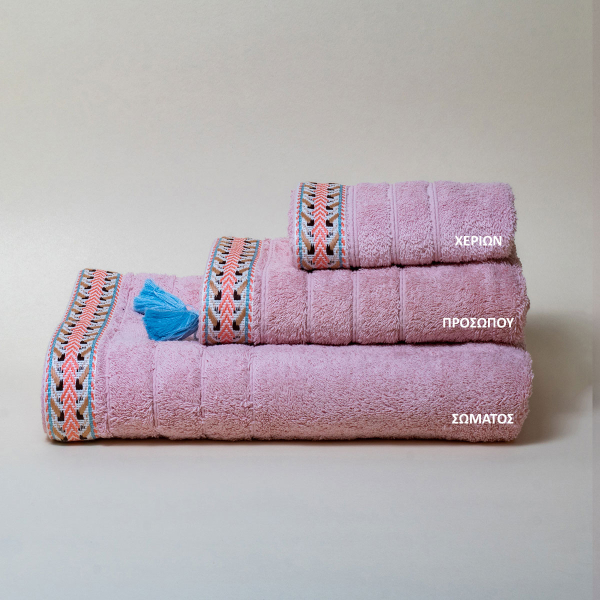 Πετσέτα Σώματος (80x150) White Fabric Saria Pink 600gsm