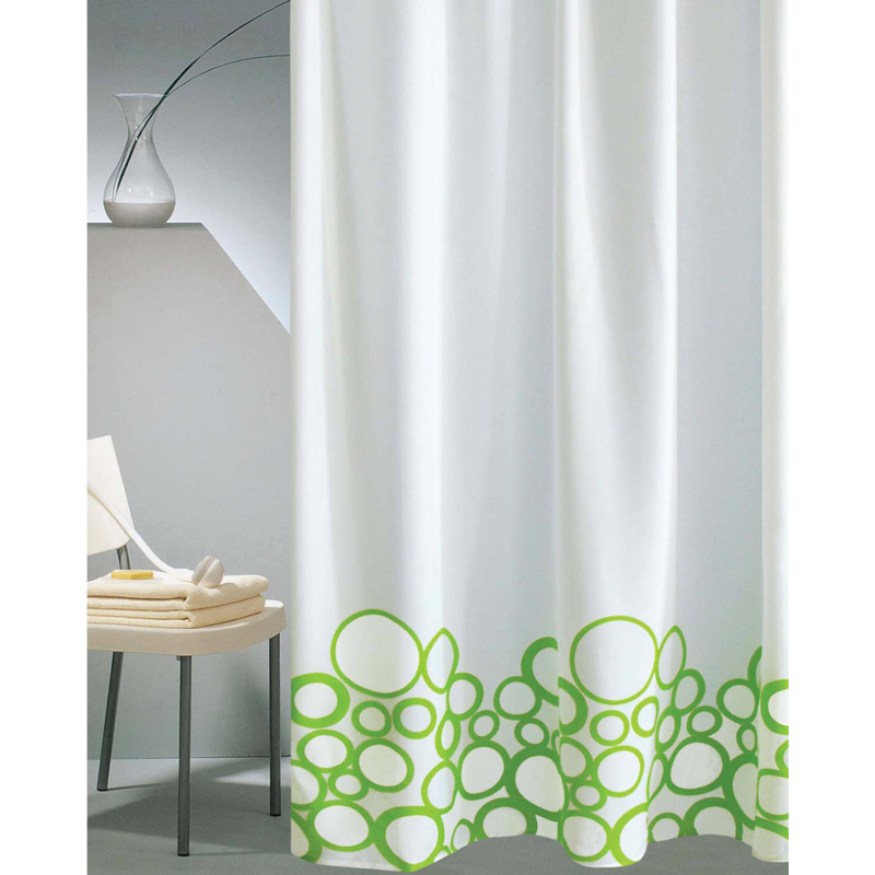 Κουρτίνα Μπάνιου (240x180) Με Κρίκους San Lorentzo Bubbles Green