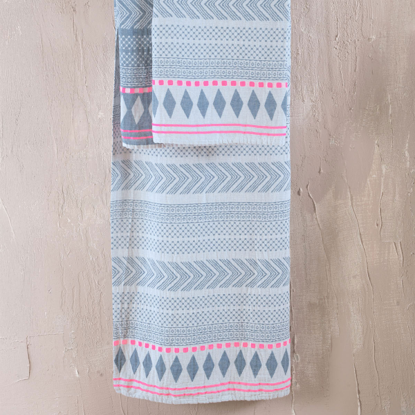 Πετσέτα Θαλάσσης - Παρεό (100x200) Rythmos Tilda Blue-Fuchsia