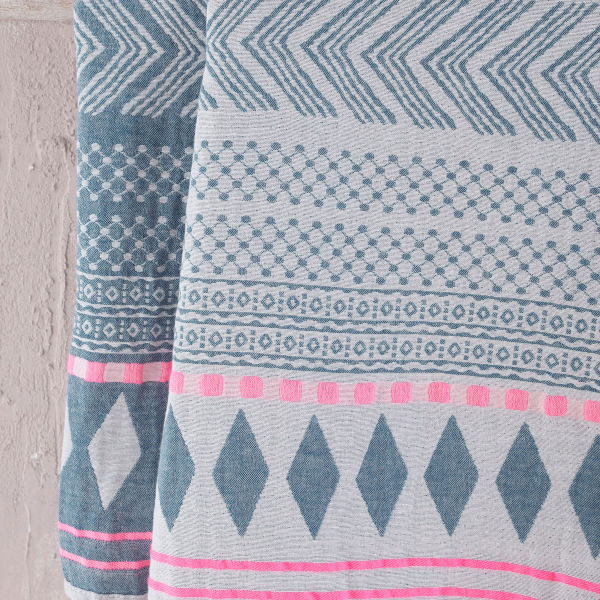 Πετσέτα Θαλάσσης - Παρεό (100x200) Rythmos Tilda Blue-Fuchsia