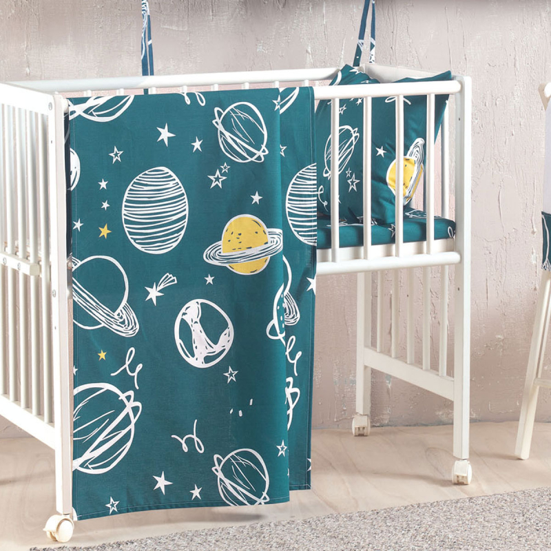 Παπλωματοθήκη Κούνιας (Σετ 110x160) Rythmos Saturn Petrol