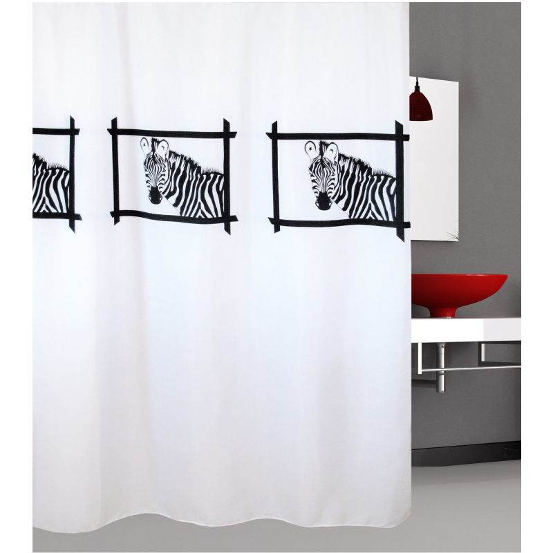 Κουρτίνα Μπάνιου (240x180) Με Κρίκους San Lorentzo Zebra's Head