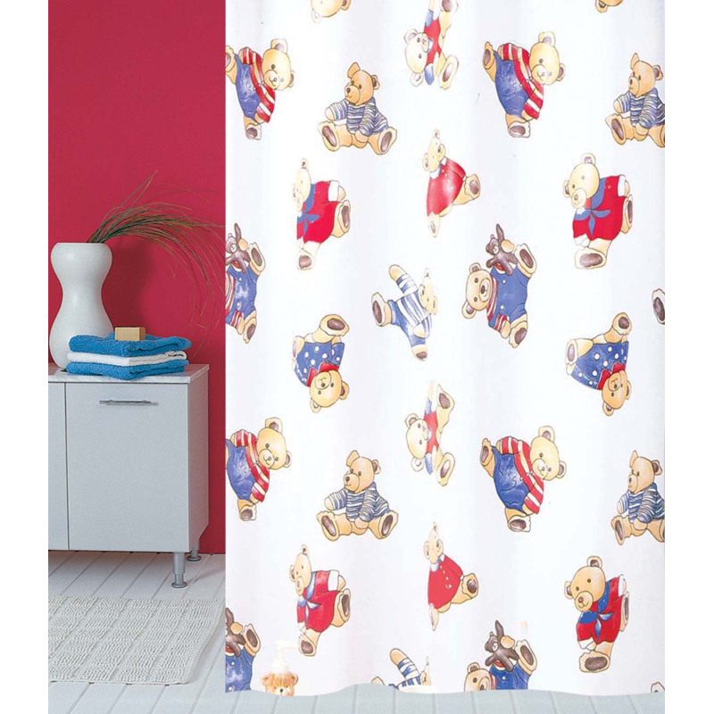 Κουρτίνα Μπάνιου Πλαστική (180x180) Με Κρίκους San Lorentzo Bear