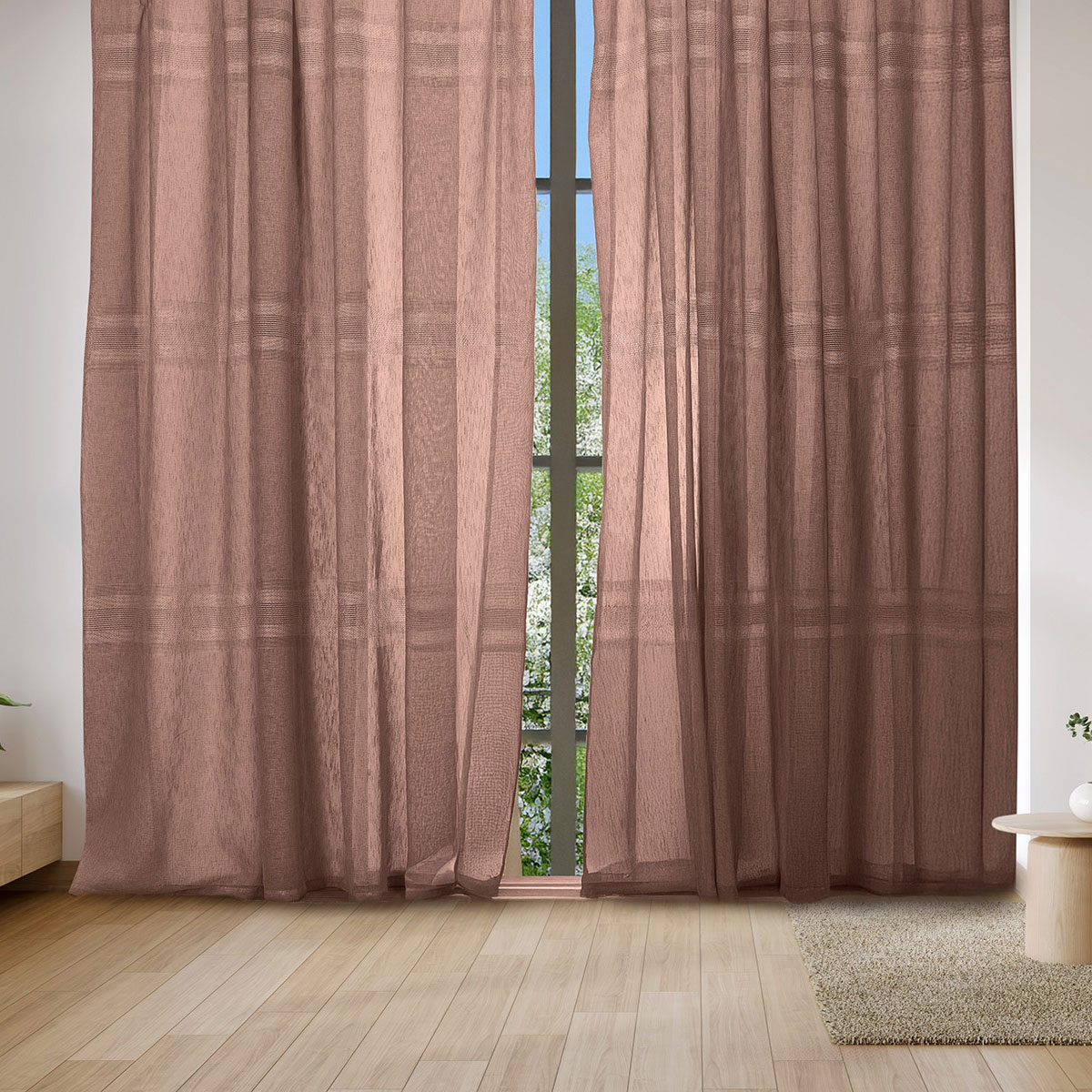 Whitegg Κουρτίνα (270x280) Με Τρέσα Whitegg K0188-5 Salmon