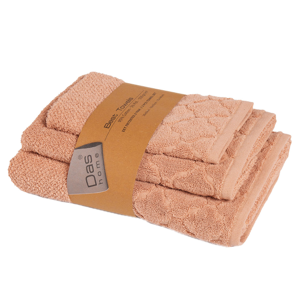 Πετσέτες Μπάνιου (Σετ 3τμχ) Das Home Best Line 0793 Salmon 550gsm