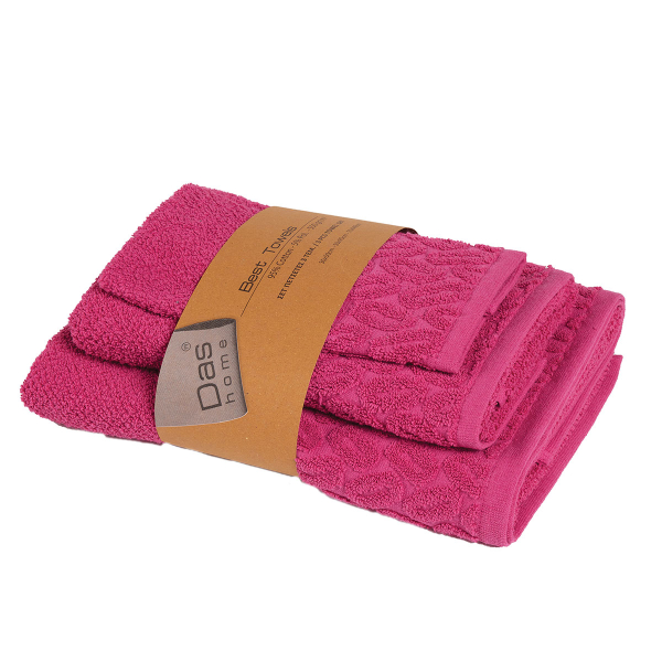 Πετσέτες Μπάνιου (Σετ 3τμχ) Das Home Best Line 0786 Fuschia 550gsm