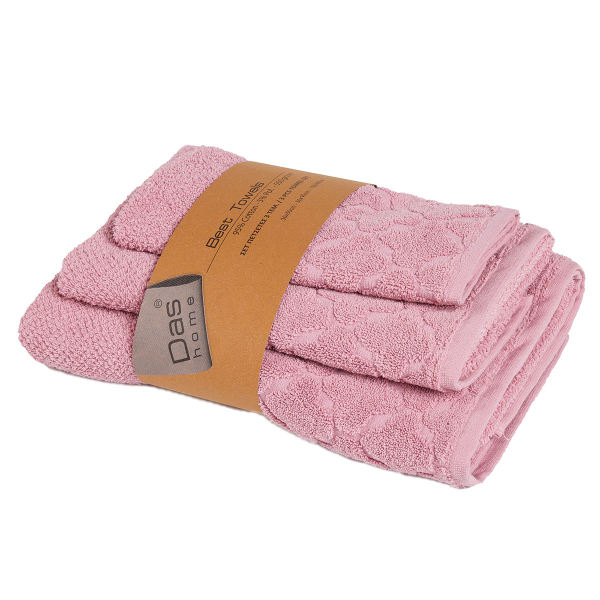 Πετσέτες Μπάνιου (Σετ 3τμχ) Das Home Best Line 0791 Pink 550gsm