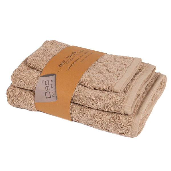 Πετσέτες Μπάνιου (Σετ 3τμχ) Das Home Best Line 0792 Taupe 550gsm