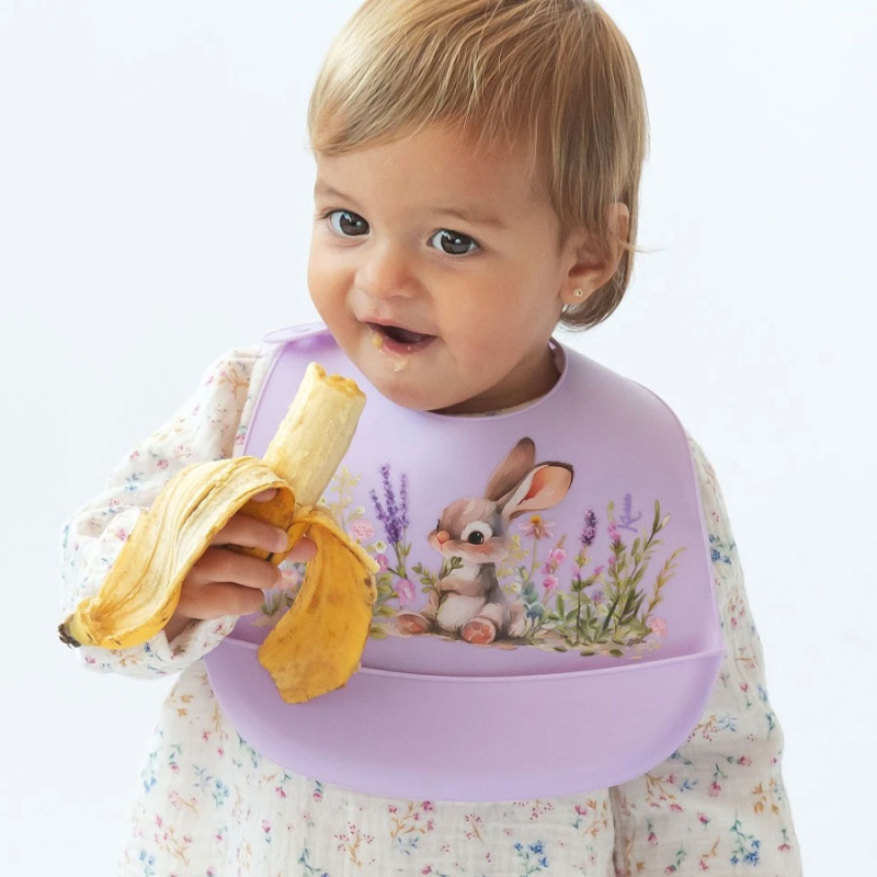 Σαλιάρα Σιλικόνης 4+ Μηνών Kiokids Lavender Bunny 5375