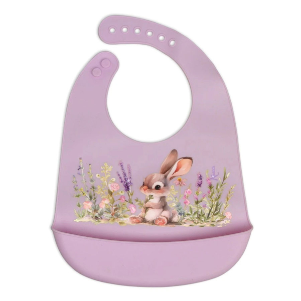 Σαλιάρα Σιλικόνης 4+ Μηνών Kiokids Lavender Bunny 5375