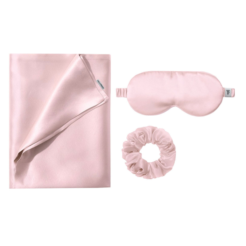 Μεταξωτή Μαξιλαροθήκη Φάκελος + Μάσκα Ύπνου + Scrunchie Feel & Touch Beauty Sleep Pudra