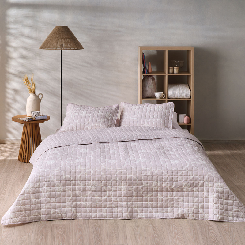 Κουβερλί King Size (240x260) 2 Όψεων Kentia Versus Gerani 20 Pink