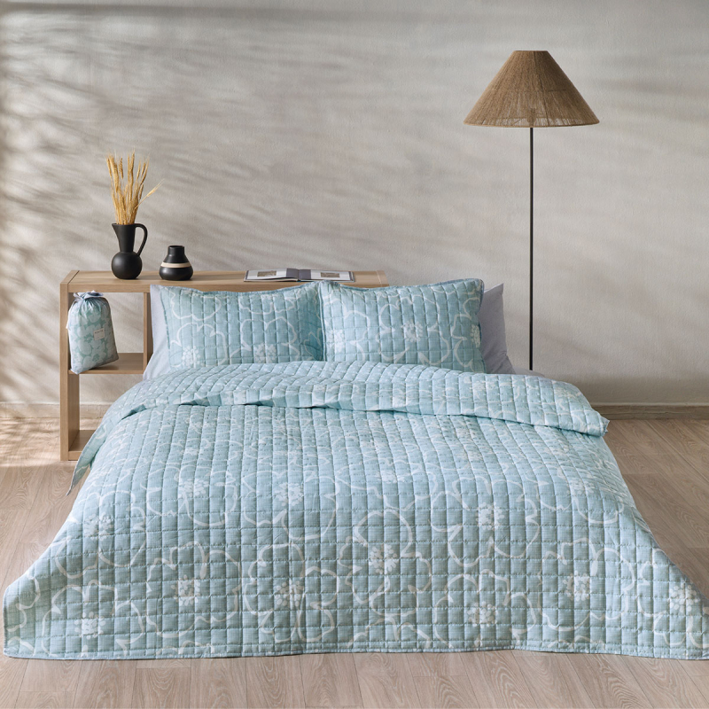 Κουβερλί King Size (240x260) 2 Όψεων Kentia Versus Gerani 33 Blue