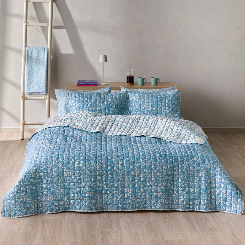 Κουβερλί King Size (240x260) 2 Όψεων Kentia Versus Dalida 01 Blue