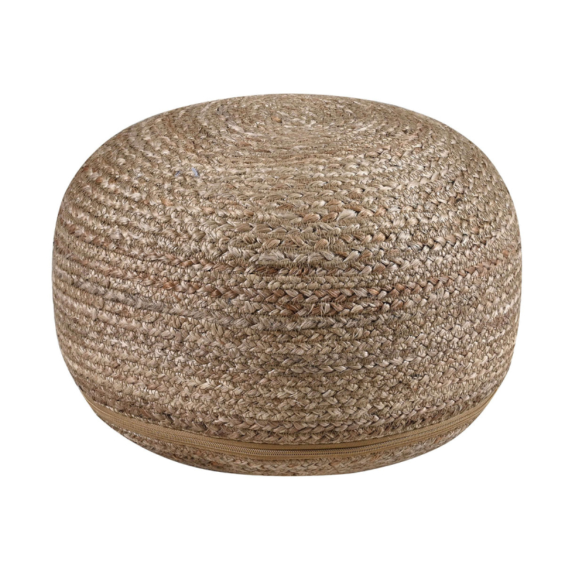Πουφ (Φ40x20) Pol Rugs & Mats Jute Grey Natural