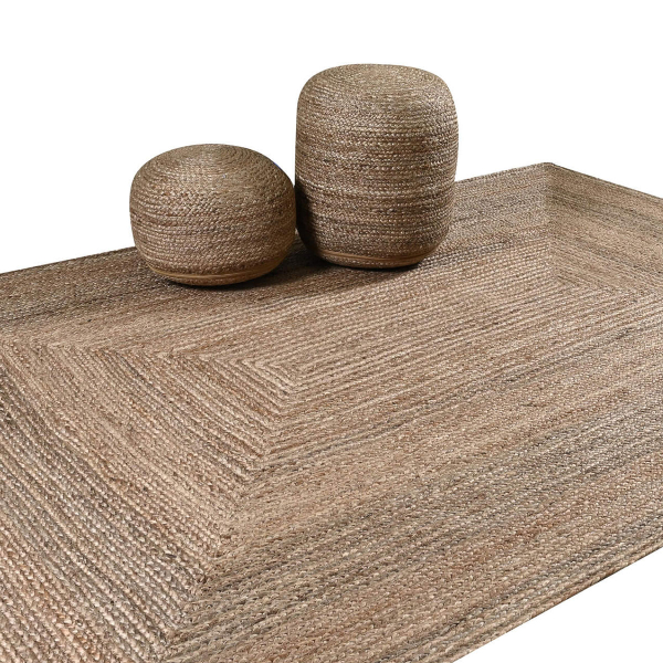 Πουφ (Φ40x20) Pol Rugs & Mats Jute Grey Natural