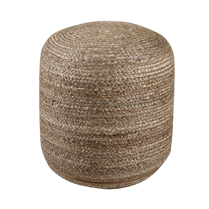 Πουφ (Φ40x40) Pol Rugs & Mats Jute Grey Natural