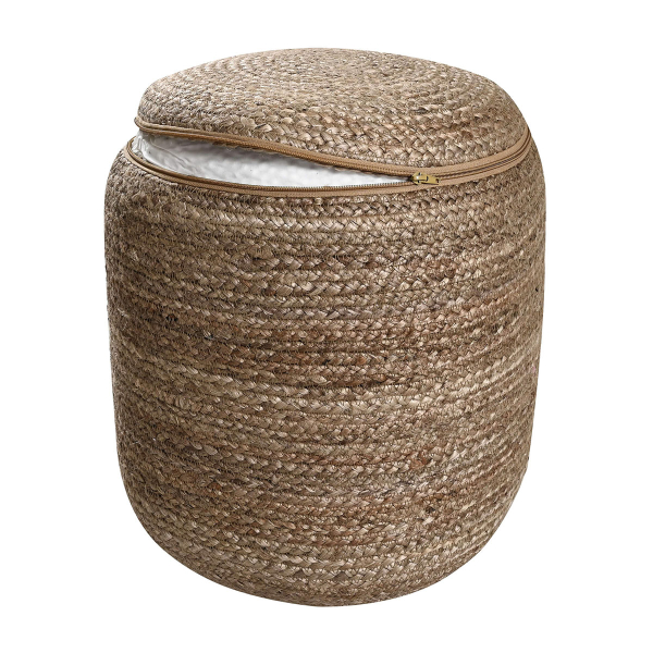 Πουφ (Φ40x40) Pol Rugs & Mats Jute Grey Natural