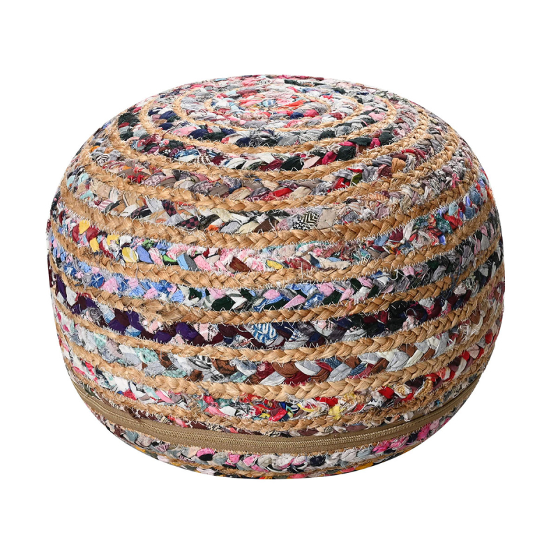 Πουφ (Φ40x20) Pol Rugs & Mats Jute Chindi