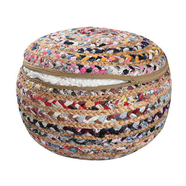 Πουφ (Φ40x20) Pol Rugs & Mats Jute Chindi