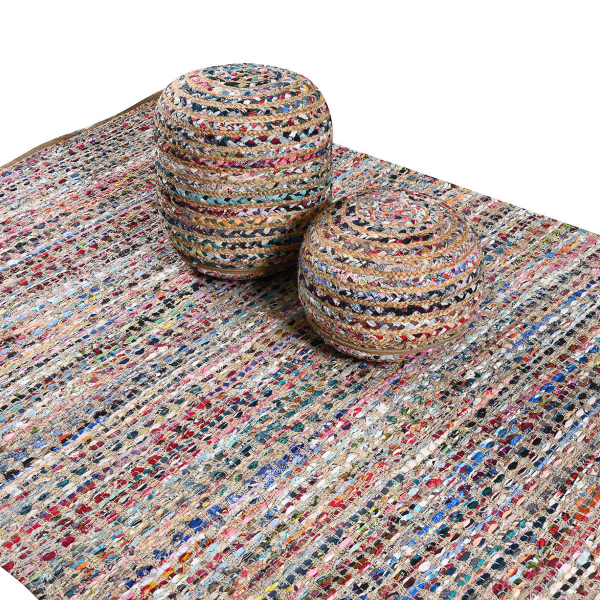Πουφ (Φ40x20) Pol Rugs & Mats Jute Chindi