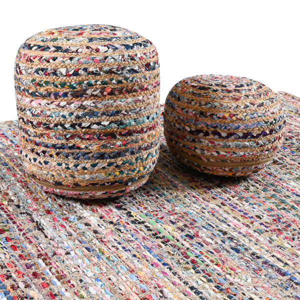 Πουφ (Φ40x40) Pol Rugs & Mats Jute Chindi