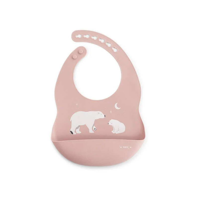 Σαλιάρα Σιλικόνης 4+ Μηνών Saro Eco Friendly Polar Ροζ 16627