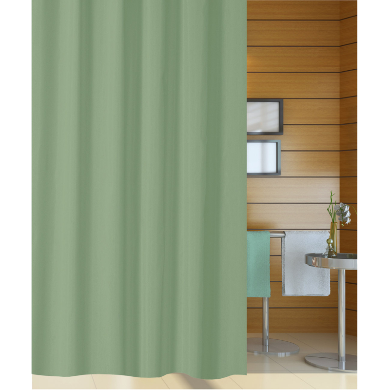 Κουρτίνα Μπάνιου Πλαστική (180x180) Με Κρίκους San Lorentzo Liner Λαδί